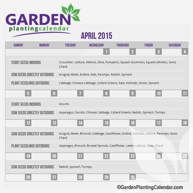 GardenPlantingCalendar.com - View Your Planting Times in Monthly Calendars